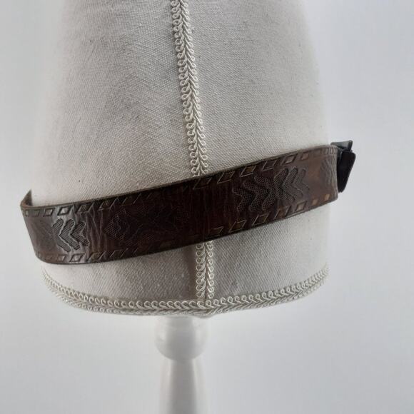 Lucky Brand Southwestern Pattern Machine Tooled Geometric Brown Leather Size 36 - Picture 10 of 13